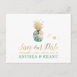 PixDezines Aloha Ananas/Dunkel Aquamarin/Save the Ankündigungspostkarte