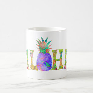 PixDezines Aloha Ananas+Floral Wasserfarbe Tasse
