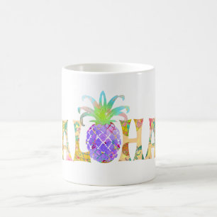 PixDezines Aloha Ananas+Floral Wasserfarbe Tasse