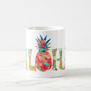 PixDezines Aloha Ananas+Floral Wasserfarbe Tasse