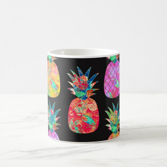 PixDezines Aloha Ananas+Floral Wasserfarbe Tasse (Mittel)