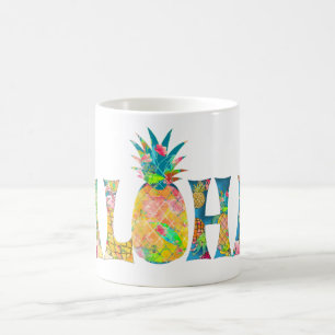 PixDezines Aloha Ananas + Florale Wasserfarbe Tasse