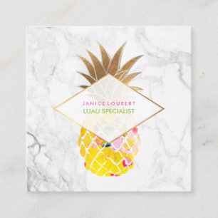 PixDezines Aloha Ananas/Gold/Marmor Quadratische Visitenkarte