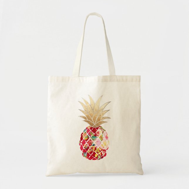 PixDezines Aloha Ananas+Imitat Gold Tragetasche (Vorne)