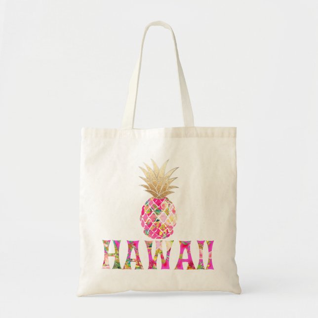PixDezines Aloha Ananas+Imitate Gold Tragetasche (Vorne)