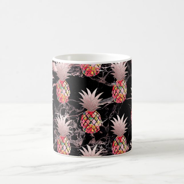 PixDezines Aloha Ananas+Imitate Rose Gold Kaffeetasse (Mittel)
