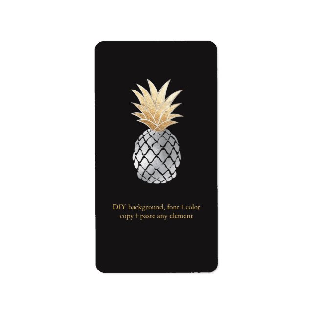 PixDezines Aloha Ananas Imitate Weinmarken Adressaufkleber (Vorne)