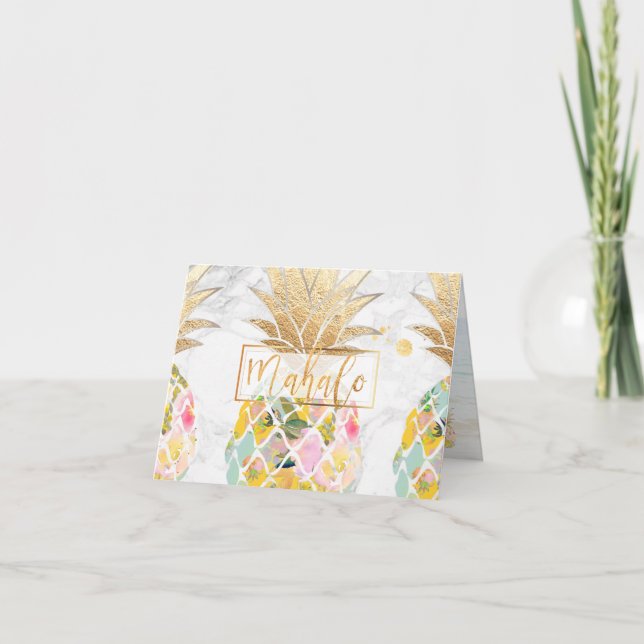 PixDezines Aloha Ananas/Mahalo Dankeskarte (Vorderseite)