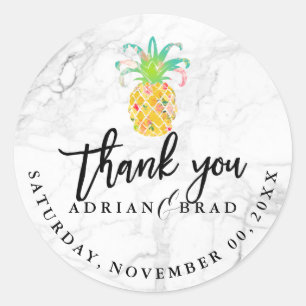 PixDezines Aloha Ananas/Marmor Runder Aufkleber