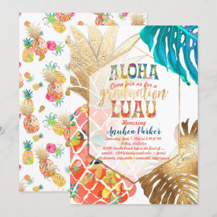 PixDezines Aloha Ananas/Orange/Abschluss Luau Einladung