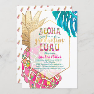 PixDezines Aloha Ananas/Rosa/Abschluss Luau Einladung