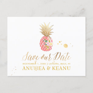 PixDezines Aloha Ananas/Rosa/Save the Date Ankündigungspostkarte