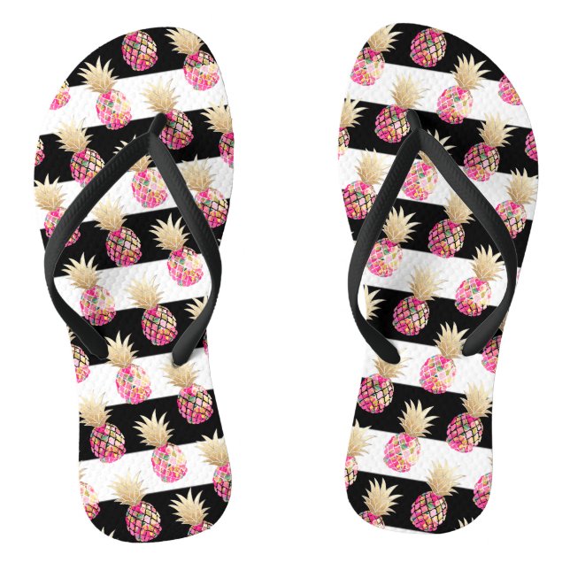 PixDezines Aloha Ananas+Streifen Flip Flops (Fußbett)