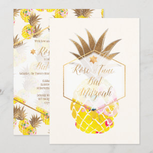 PixDezines Aloha Ananas/Wasserfarbe/Bar Mizwa Einladung