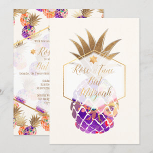 PixDezines Aloha Ananas/Wasserfarbe/Bar Mizwa Einladung