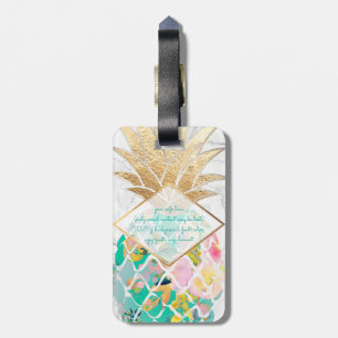 PixDezines Aloha Ananas+weißer Marmor Gepäckanhänger