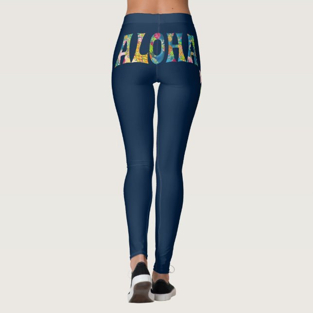 PixDezines Aloha Hawaii/DIY Hintergrundfarbe Leggings (Rückseite)