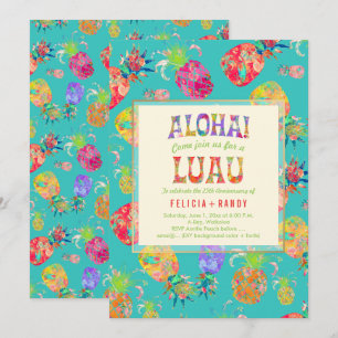 PixDezines Aloha Hawaiianische Ananas/DIY Türkis Einladung