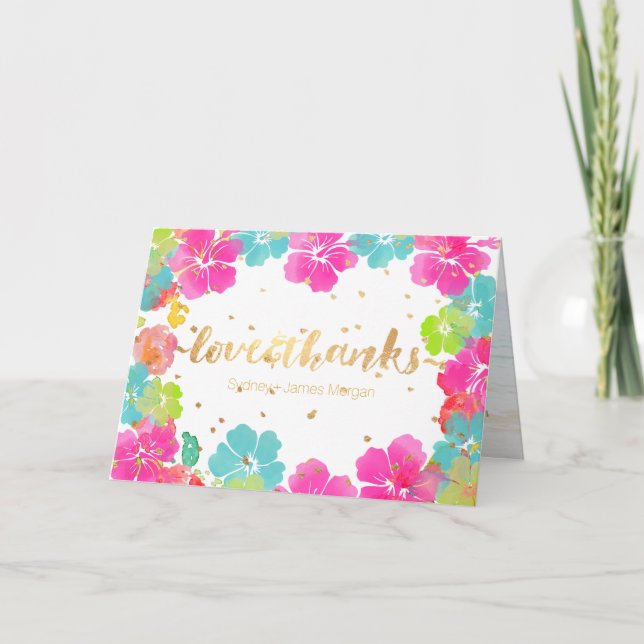 PixDezines Aloha Hibiskus Leis/Vielen Dank Dankeskarte (Vorderseite)
