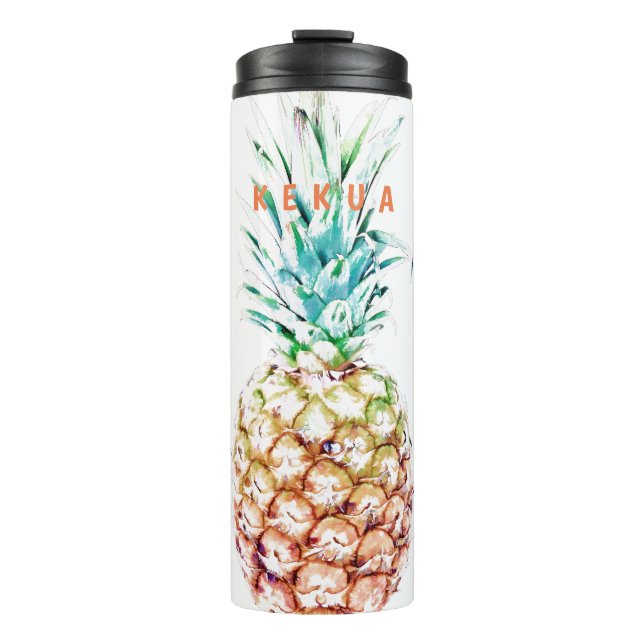 PixDezines Ananas/DIY Hintergrundfarbe Thermosbecher (Vorderseite)