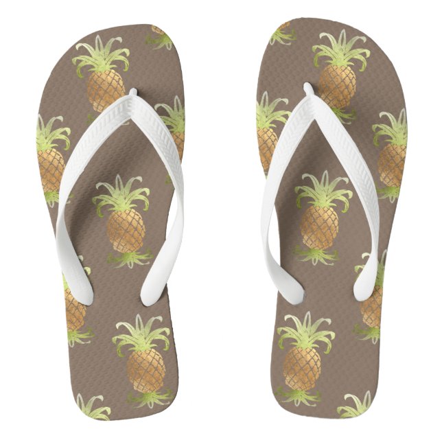 PixDezines Ananas/Imitate Gold/DIY Hintergrund Flip Flops (Fußbett)
