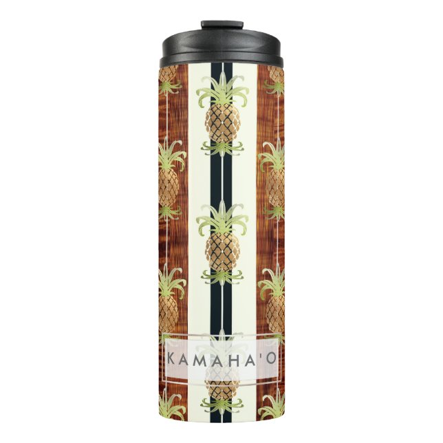 PixDezines Ananas Imitate Koa Wood Longboard Thermosbecher (Vorderseite)