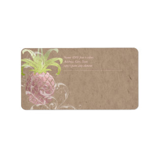 PixDezines Ananas/Imitate Rose Gold Adressaufkleber