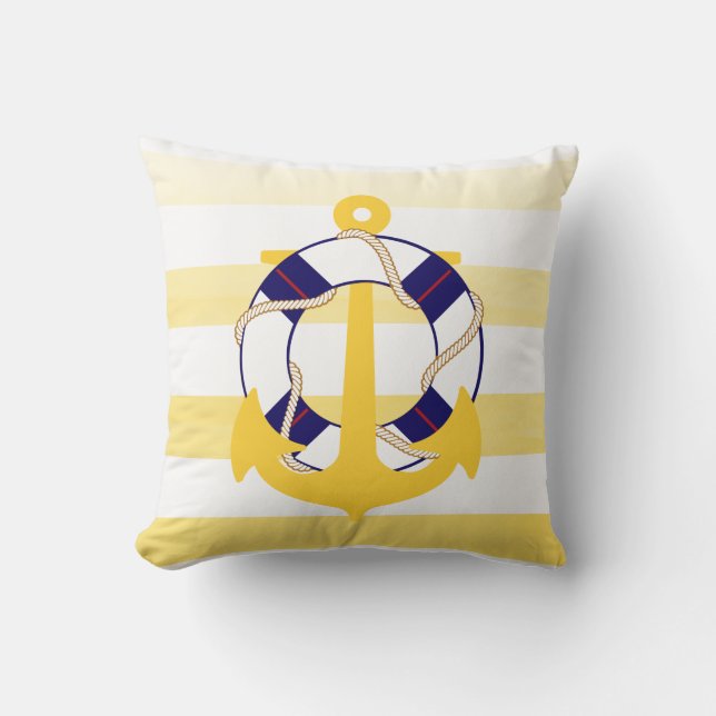 PixDezines-Anker/nautisch/Ozean/Welle/Wasserfarbe Kissen (Vorderseite)