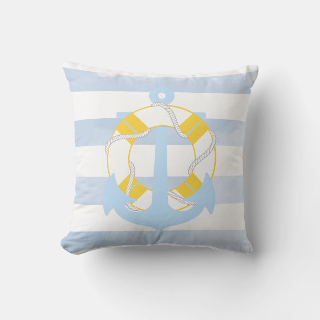 PixDezines-Anker/nautisch/Ozean/Welle/Wasserfarbe Kissen (Vorderseite)