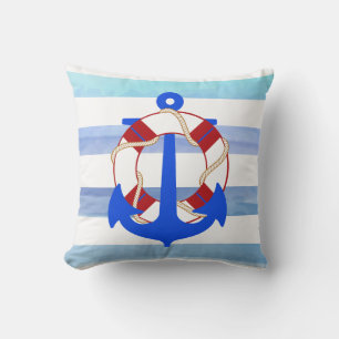 PixDezines-Anker/nautisch/Ozean/Welle/Wasserfarbe Kissen