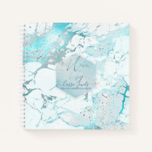 PIXDEZINES AQUA BLUE MARBLE BABY'S FIRSTS NOTIZBUCH