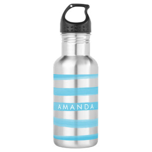 PixDezines Aqua Blue Wasserfarbe Streifen/einstell Trinkflasche