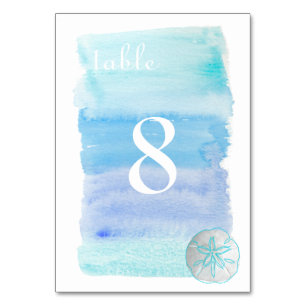 PixDezines Aquarell/Beach Tabelle Nr. Tischnummer