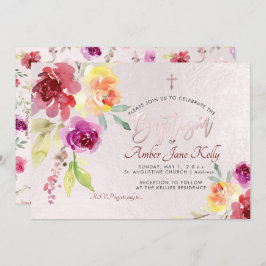 PixDezines Aquarell Blume Rose Taufe Einladung