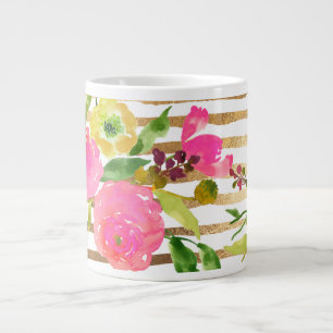 PixDezines Aquarell/Blumen/Ranunculus/Gold Jumbo-Tasse