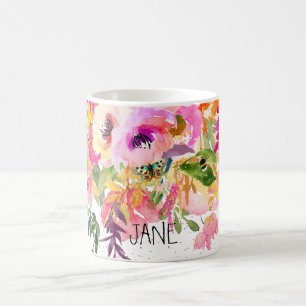 PixDezines Aquarell-Frühling+Imitat-Gold besprüht Tasse