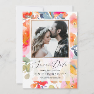 PixDezines Aquarell, Gartenrosen Save-the-Date Einladung
