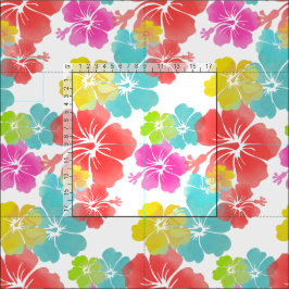 PixDezines Aquarell Hibiskus/Rosa/Grün/Aqua Stoff