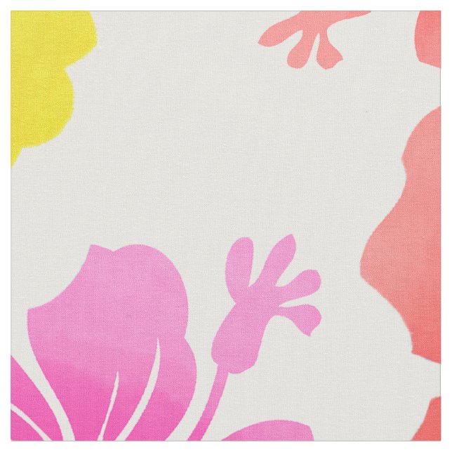 PixDezines Aquarell Hibiskus/Rosa/Grün/Aqua Stoff (Nahaufnahme)