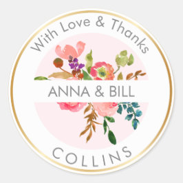 PixDezines Aquarellblume/Ranunculus/Vielen Dank Runder Aufkleber