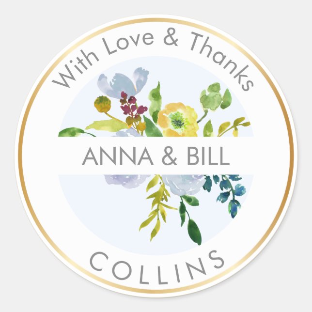 PixDezines Aquarellblume/Ranunculus/Vielen Dank Runder Aufkleber (Vorderseite)