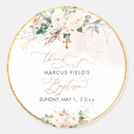 PixDezines Aquarellfarbe Rosa Rosen Taufe Runder Aufkleber