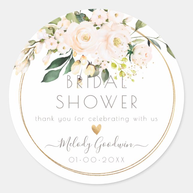 PixDezines Aquarellfarbe Rose+Grüne Runder Aufkleber (Vorderseite)