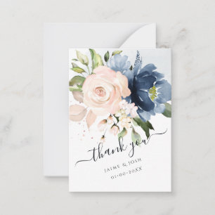PixDezines Aquarellfarben Blume Blush Navy Blau Mitteilungskarte