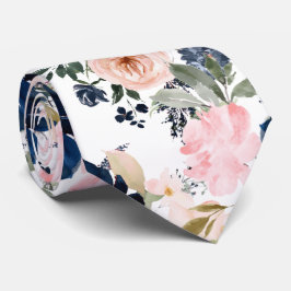 PixDezines Aquarellfarben Blume Navy Blue Pink Krawatte