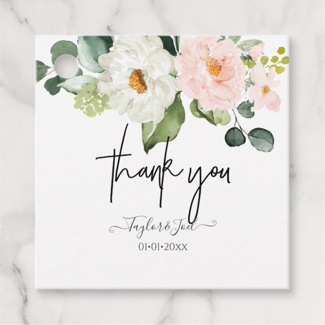 PixDezines Aquarellfarben Blume Rosen blush Geschenkanhänger (Vorderseite)