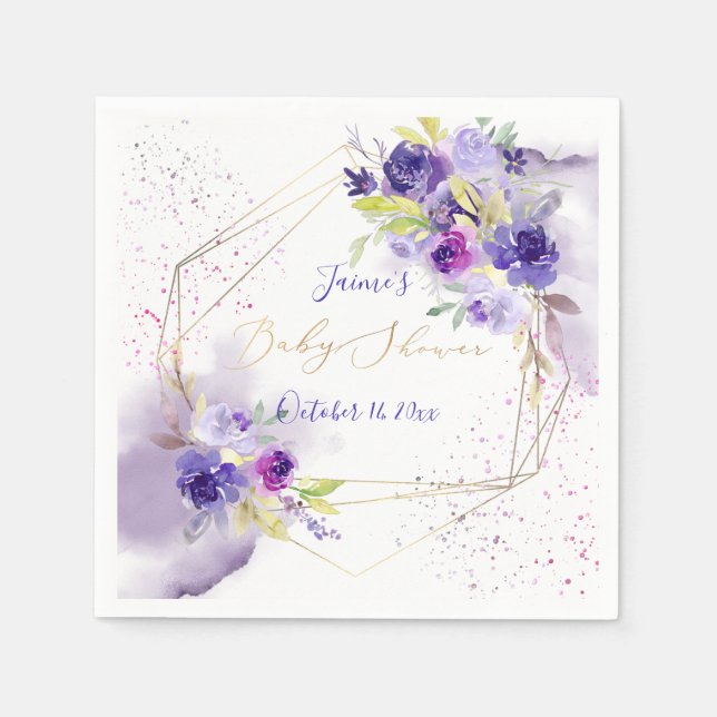PixDezines Aquarellfarben Blume Violet Lila Serviette (Vorderseite)