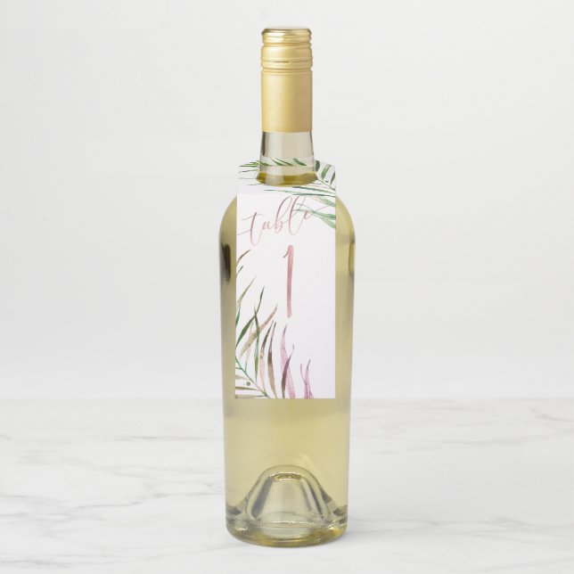 PixDezines Aquarellpalmenfronten, Grünflächen Flaschenanhänger (Auf Flasche)