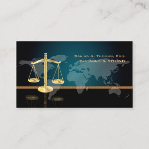 PixDezines ATTORNEY/AQUAMARIN/BLACK/WORLD MAP Visitenkarte