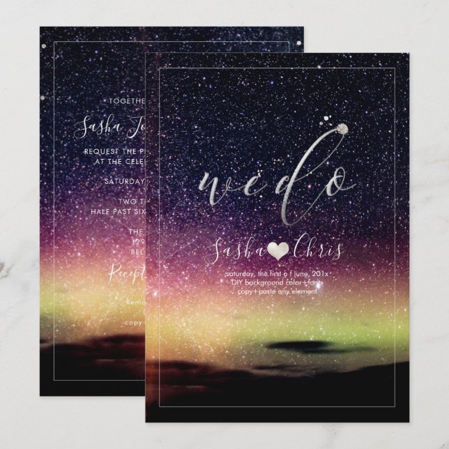 PixDezines Aurora Night Sky Einladung (Vorne/Hinten)
